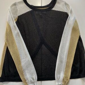 AIKO Color Block Metallic Glitter Draped Sweater. Size XS
